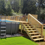 pool with new deck stair view